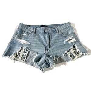 Aeropostale VINTAGE HIGH RISE SHORTY Shorts crochet flowers 14 Boho Cottagecore